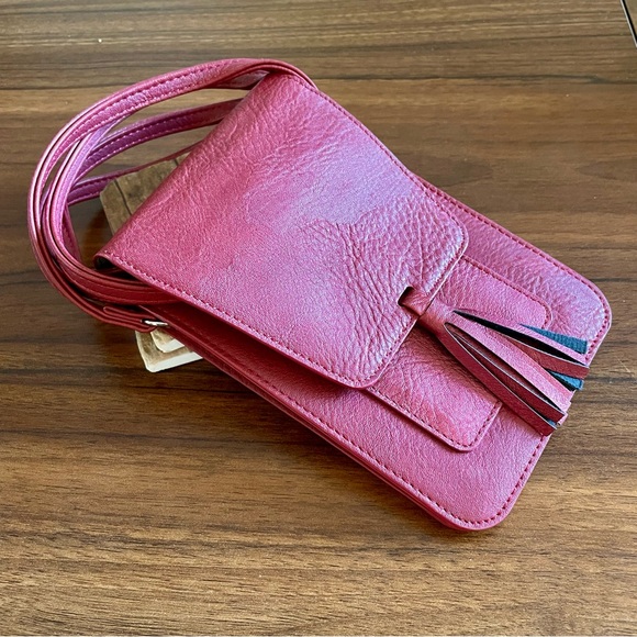 Red Leather Crossbody Wristlet - Picture 6 of 6